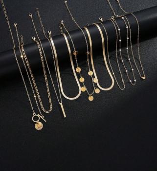 9-teiliges mehrlagiges Halsketten-Set für Damen